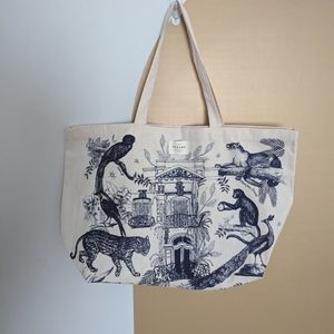 (NWOT) Sezane Jungle Tote Cream / Navy